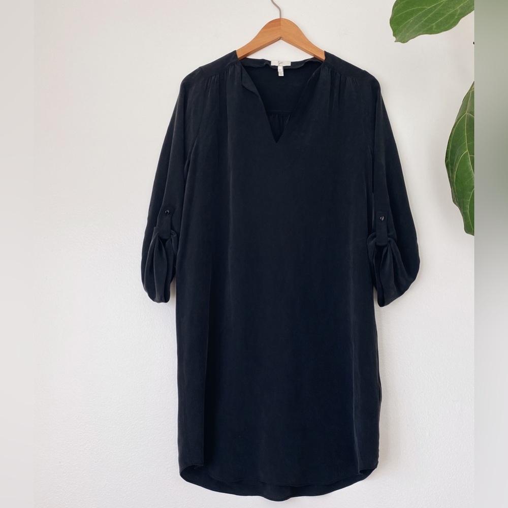 $398‼️Joie Black 100% Silk Dress Roll Up Sleeves Premium Designer XS